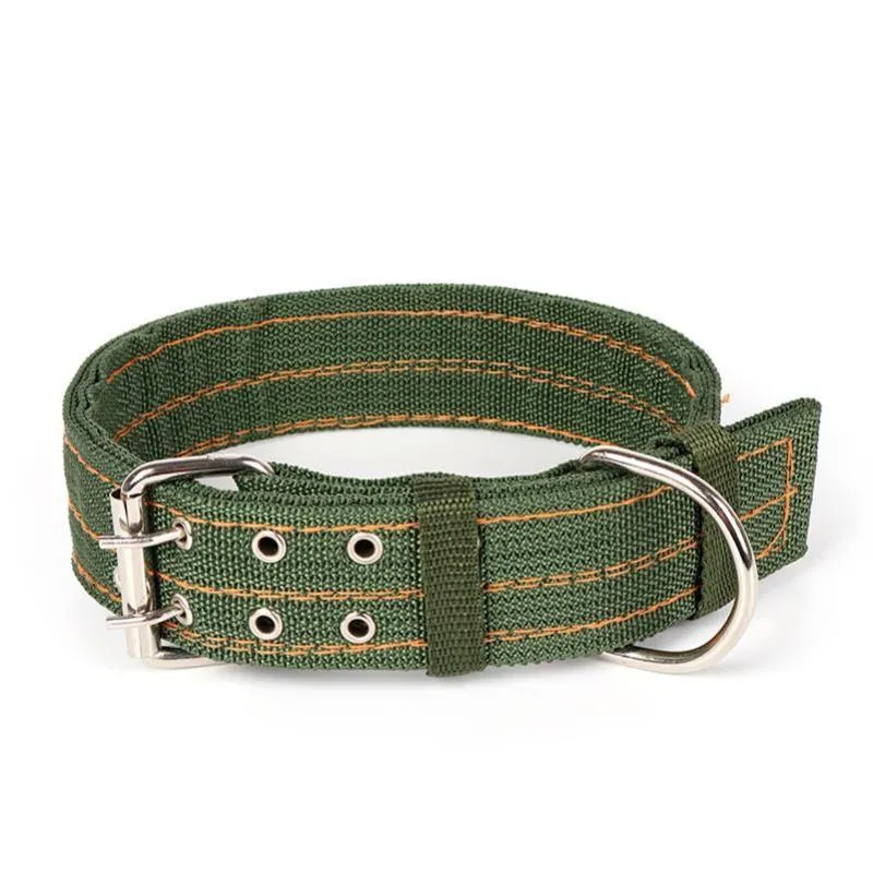 Cute Solid Army Green Canvas Dog's Collar