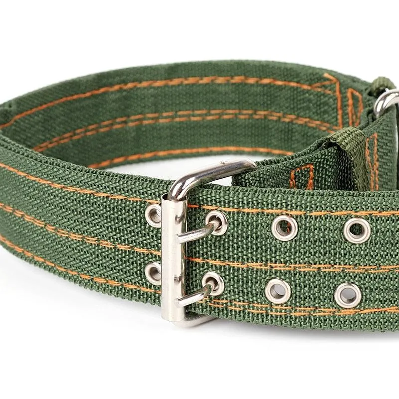 Cute Solid Army Green Canvas Dog's Collar