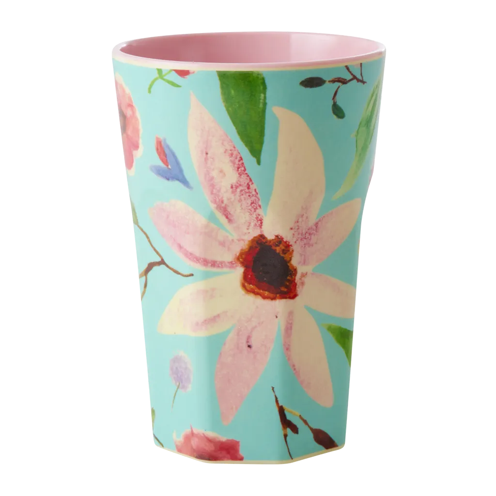 Melamine Tall Cup - Mint Selma Flower Print