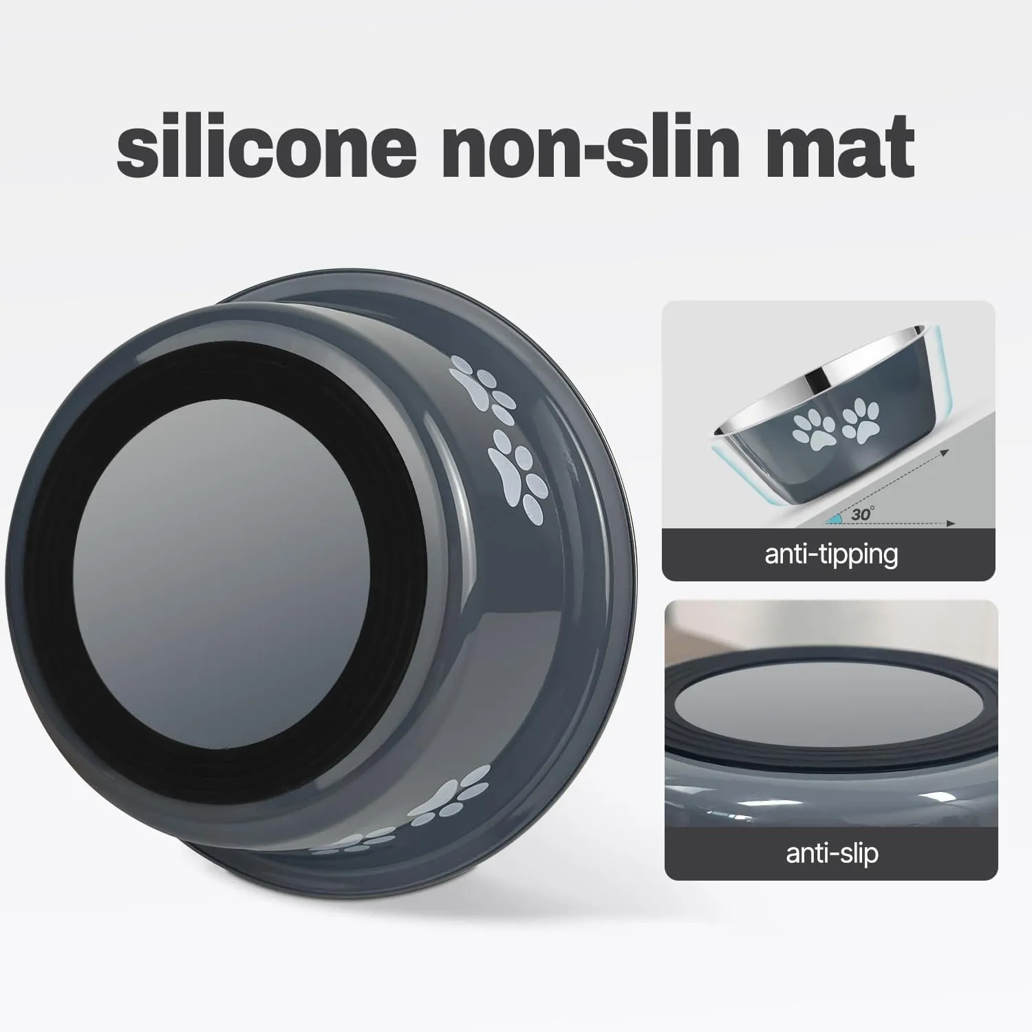Non-slip Stainless Steel Dog Bowls for Small, Medium, and Large Pets
